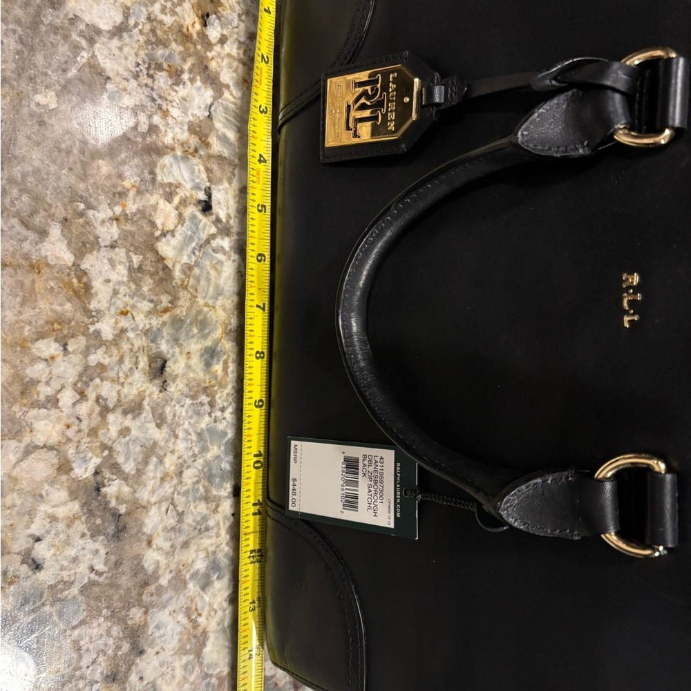 Lauren Ralph Lauren Black Leather Satchel - Picture 10 of 12